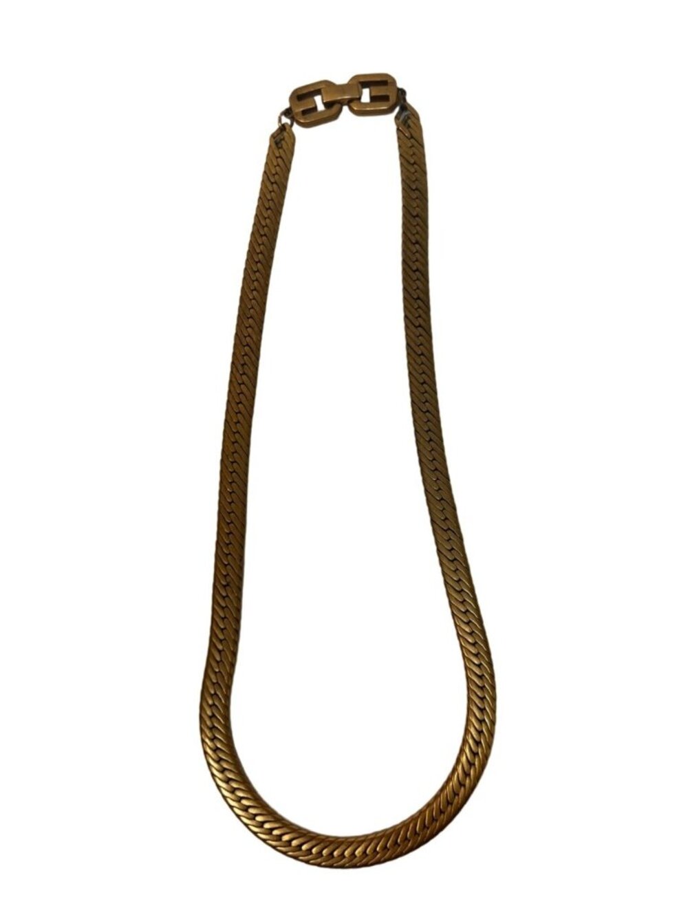 Givenchy Gold Tone Herringbone Chain Necklace With Chunky Clasp 19" - Picture 2 of 10